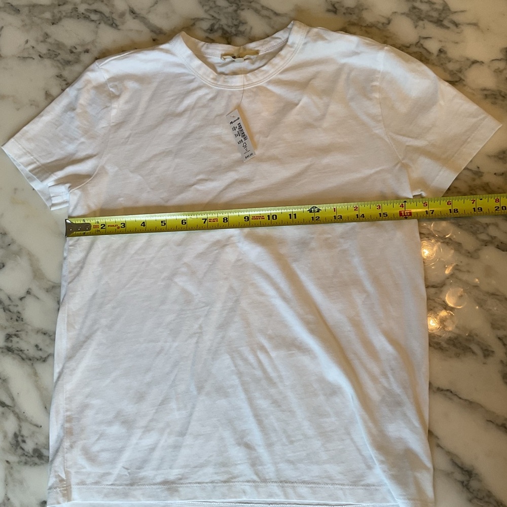 NWT Madewell Cotton Perfect Crewneck White TShirt make up washed off collar - Picture 13 of 15